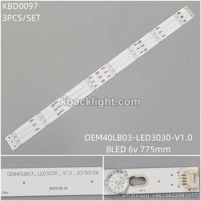 KBD0097 KBD2592=KBD0097/OE0EM40LB03-LED3030-V1.0/8-LED 6v775mm connector/42-inch 8-LED 3PCS/SET
