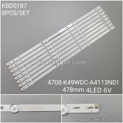 KBD0187 4708-K49WDC-A4113N01/K490WDC1 A4/K490/4-LED 6v478mm 8PCS/SET