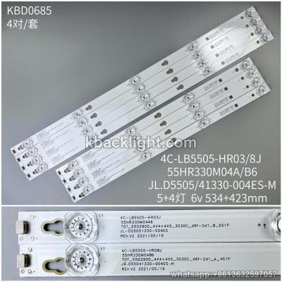 KBD0685 4C-LB5505-HR03/8J/ 55HR330M04A/B6/ JL.D5505/41330-004ES-M/55D2900/5+4-LED 6v534+423mm concave 4 PAIRS/ SET