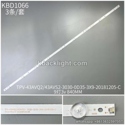 KBD1066 TPV-43AVQ2/43AVS2-3030-0D35-3X9-20181205-C/9-LED 3v 840MM 3PCS/SET