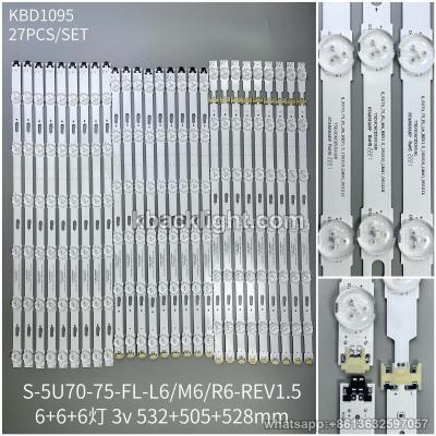 KBD1095 S-5U70-75-FL-L6/M6/R6-REV1.5/V5DU-750DCA/B/C-R1/ Samsung 75-inch 6+6+6-LED 3v532+505+528mm 927PCS/SET