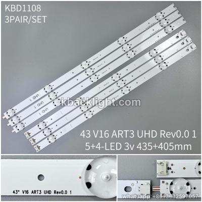 KBD1108 43 V16 ART3 UHD Rev0.0 1/5+4-LED 3v435+405mm spliced CSP 3 PAIRS/ SET
