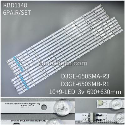 KBD1148 D3GE-650SMA-R3/D3GE-650SMB-R1/10+9-LED 690+630mm 6 PAIRS/ SET