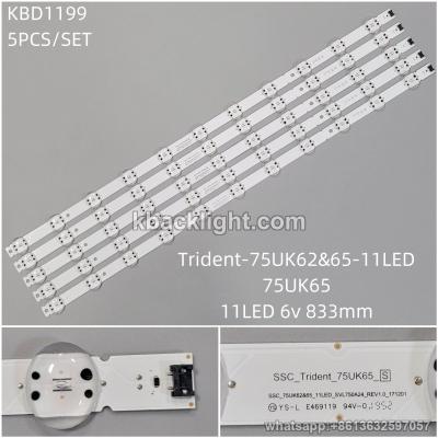 KBD1199 KBD2999=KBD1199/Trident-75UK62&65-11LED/75UK65/11-LED 6v833mm 5PCS/SET