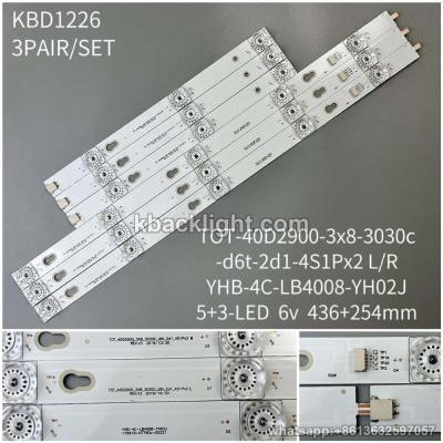 KBD1226 TOT-40D2900-3x8-3030c-d6t-2d1-4S1Px2 L/R/YHB-4C-LB4008-YH02J/5+3-LED 6v436+254mm 3 PAIRS/ SET