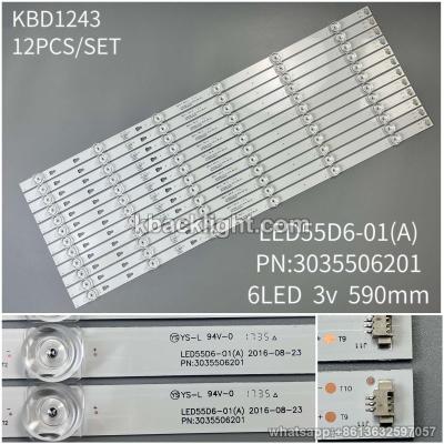 KBD1243 LED55D6-01(A)/PN:3035506201/6-LED 3v590mm 12PCS/SET