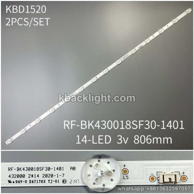 KBD1520 RF-BK430018SF30-1401/ for Konka LED43G6A LED strip D43A/14-LED 3v806mm 2PCS/SET