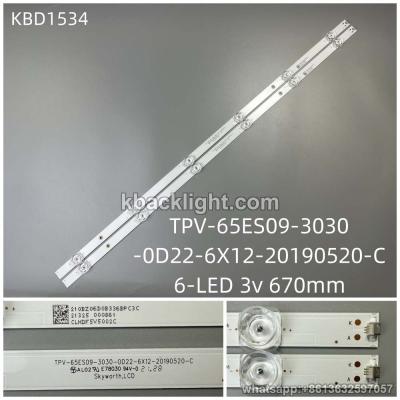 KBD1534 TPV-65ES09-3030-0D22-6X12-20190520-C/6-LED 3v670mm 12pcs/set