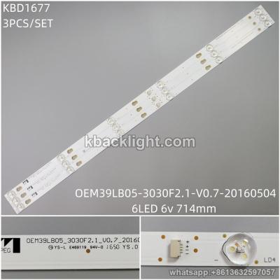 KBD1677 OEM39LB05-3030F2.1-V0.7-20160504/6-LED 6v714mm 3PCS/SET