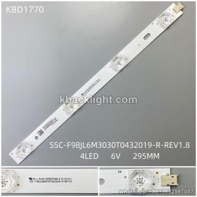 KBD1770 SSC-F98JL6M3030T0432019-R-REV1.8/4-LED 6V295MM