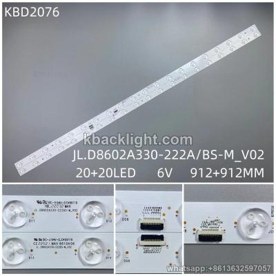 KBD2076 JL.D8602A330-222A/BS-M_V02/20+20-LED 6V912+912MM