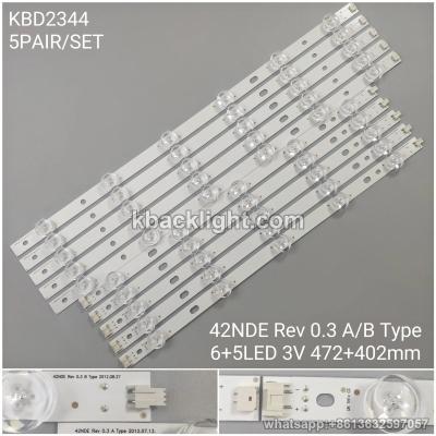 KBD2344 42NDE Rev 0.3 A/B Type/6+5-LED 3V472+402mm/42 new 5 PAIRS/ SET