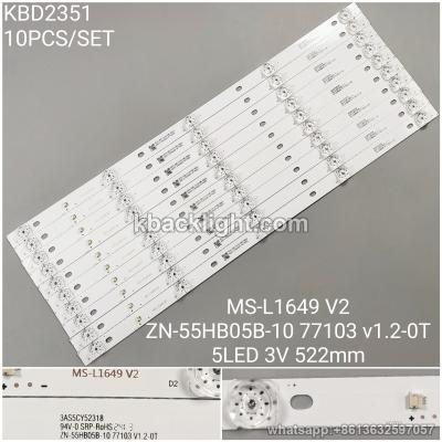 KBD2351 MS-L1649 V2/ZN-55HB05B-10 77103 V1.2-0T/5-LED 3V522mm 10PCS/SET