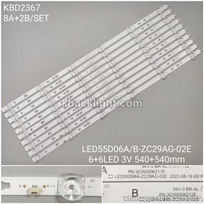 KBD2367 LED55D06A/B-ZC29AG-02E/6+6-LED 3V 540+540mm 8A+2B/ SET