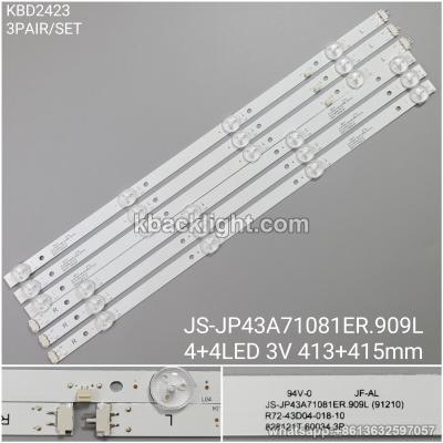 KBD2423 JS-JP43A71081ER.909L/ spliced 4+4-LED 3V 413+415mm 3 PAIRS/ SET