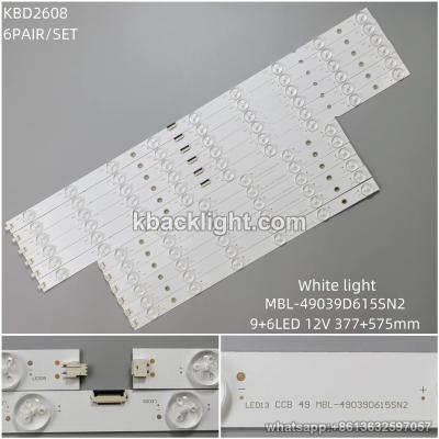 KBD2608 MBL-49039D615SN2/ white light 9+6-LED 12V377+575mm 6 PAIRS/ SET