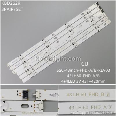 KBD2629 SSC-43inch-FHD-A/B-REV03/43LH60-FHD-A/B/ copper plate 4+4-LED 3V431+420mm 3 PAIRS/ SET