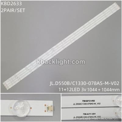 KBD2633 JL.D550B/C1330-078AS-M-V02/11+12-LED 3v1044+1044mm 2 PAIRS/ SET