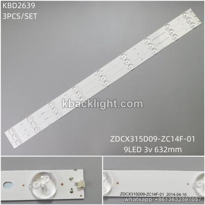 KBD2639 ZDCX315D09-ZC14F-01/9-LED 3v632mm 3PCS/SET