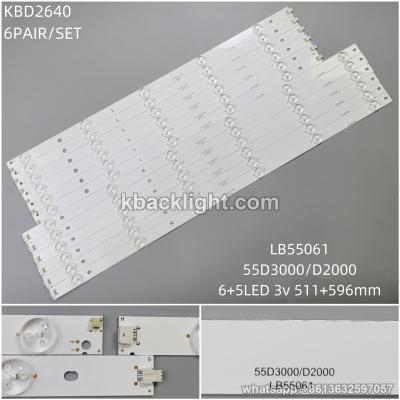 KBD2640 LB55061/55D3000/D2000/6+5-LED 3v511+596mm 6 PAIRS/ SET