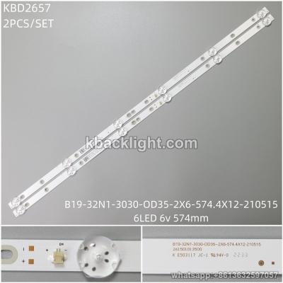 KBD2657 B19-32N1-3030-OD35-2X6-574.4X12-210515/6-LED 6v574mm 2PCS/SET