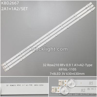 KBD2667 32 Row210 RFv 0.9 1 A1+A2-Type/6916L-1105/ without reflective sheet 7+8-LED 3V630+630mm 2A1+1A2/ SET