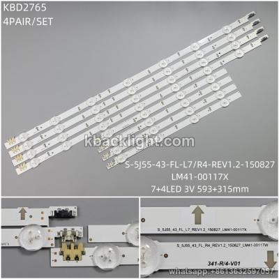 KBD2765 S-5J55-43-FL-L7/R4-REV1.2-150827-LM41-00117X/7+4-LED 3V593+315mm 4 PAIRS/ SET