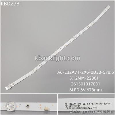 KBD2781 A6-E32A71-2X6-0D30-578.5X12MM-220611/261501017031/6-LED 6V678mm