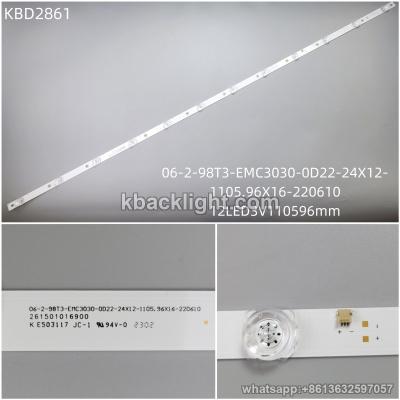 KBD2861 06-2-98T3-EMC3030-0D22-24X12- 1105.96X16-220610 12-LED 3V110596mm