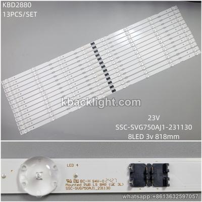 KBD2880 23V/ Sony 75-inch 8-LED/SSC-SVG750AJ1-231130/MOUNTED PWB LS BAR(EPH2 3L)/8-LED 3v818mm 13PCS/SET