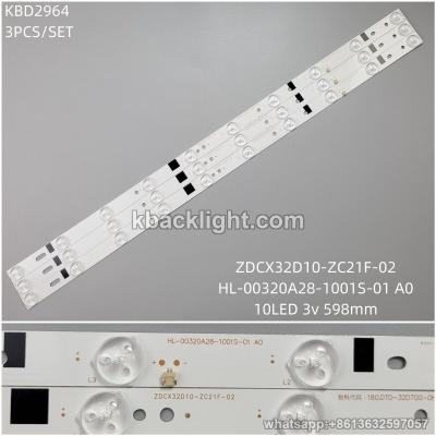 KBD2964 ZDCX32D10-ZC21F-02/HL-00320A28-1001S-01 A0/10-LED 3v598mm 3PCS/SET
