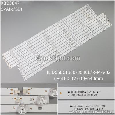KBD3047 JL.D650C1330-368CL/R-M-V02/6+6-LED 3V640+640mm 6 PAIRS/ SET
