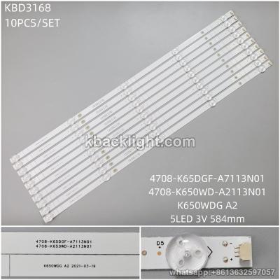 KBD3168 4708-K65DGF-A7113N01/4708-K650WD-A2113N01/K650WDG A2/5-LED 3V584mm 10PCS/SET