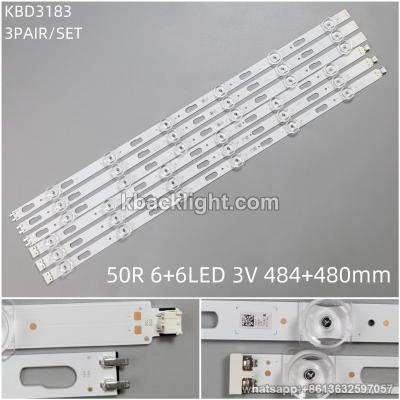 KBD3183 50R/6+6-LED 3V484+480mm 3 PAIRS/ SET