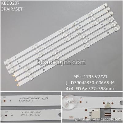 KBD3207 MS-L1795 V2/V1/JL.D39042330-006AS-M/ spliced 4+4-LED 6v377+358mm 3 PAIRS/ SET