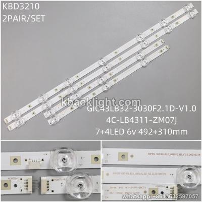 KBD3210 GIC43LB32-3030F2.1D-V1.0/4C-LB4311-ZM07J/7+4-LED 6v492+310mm