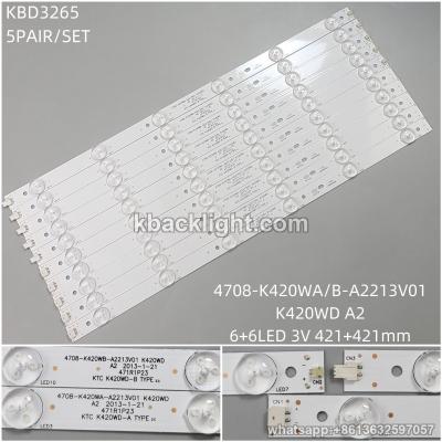 KBD3265 4708-K420WA/B-A2213V01/K420WD A2/6+6-LED 3V421+421mm 5 PAIRS/ SET