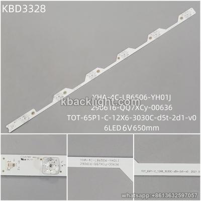 KBD3328 YHA-4C-LB6506-YH01J/290616-QQ7XCy-00636/TOT-65P1-C-12X6-3030C-d5t-2d1-v0/6-LED 6V650mm 12PCS/SET