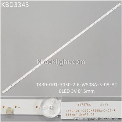 KBD3343 T430-G01-3030-2.6-WS08A-3-08-A1/8-LED 3V815mm