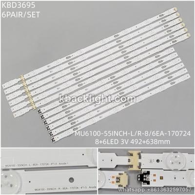 KBD3695 MU6100-55INCH-L/R-8/6EA-170724/8+6-LED 3V492+638mm 6PAIR/SET
