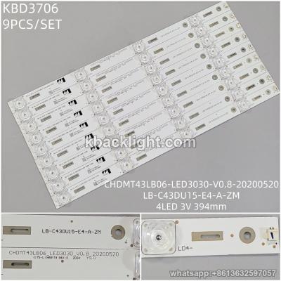 KBD3706 CHDMT43LB06-LED3030-V0.8-20200520/LB-C43DU15-E4-A-ZM/4-LED 3V394mm