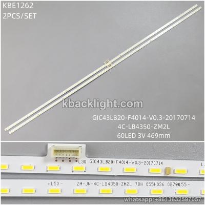 KBE1262 GIC43LB20-F4014-V0.3-20170714/4C-LB4350-ZM2L/60LED 3V 469mm 2PCS/SET