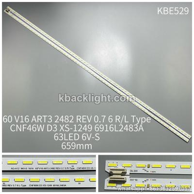 KBE529 60 v16 ART3/2482 REV0.7 6 R/L TYPE/CNF46W D3 XS-1249 6916L2483A/63LED 6v 659mm